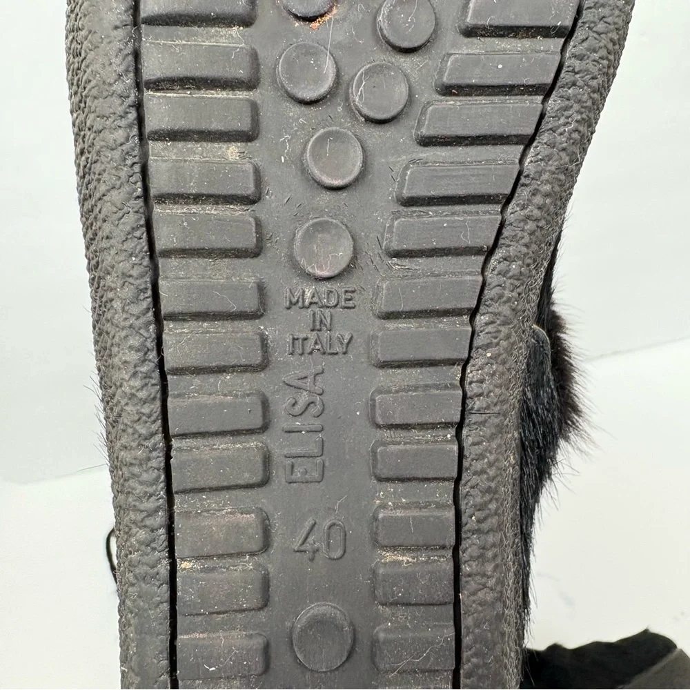 Vintage Oscar Sport Elisa Winna Black Fur Winter Snow Boots Gold Dogsleds 40
